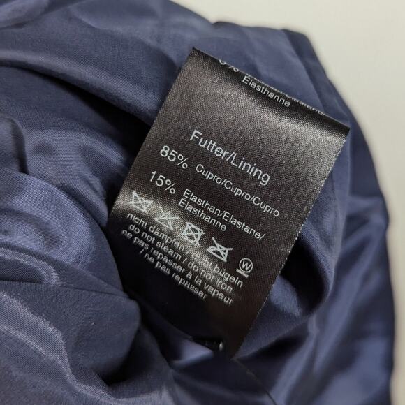 Talbot Runhof Rosin Metallic Navy Draped Gown V-Neck Cape Sleeve 6 36 Preowned - Picture 14 of 14